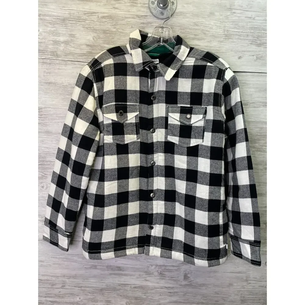 Tommy Bahama Flannel Kids XXL 16 Black White‎ Buffalo Check Sherpa Lined